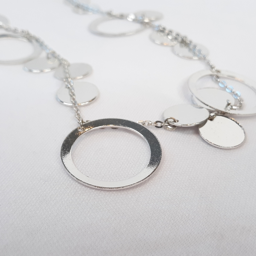 💜Long Necklace | Silver Circles